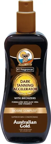 Australian Gold Bronzing Accelerator Spray Gel 237 ml - Das Australian Gold Bronzing Accelerator Spray Gel 237 ml sorgt für eine intensive Bräune mit schnellem Einziehen und herrlichem Duft. Ideal für erfahrene Sonnenanbeter, die natürliche Bräunung fördern möchten.