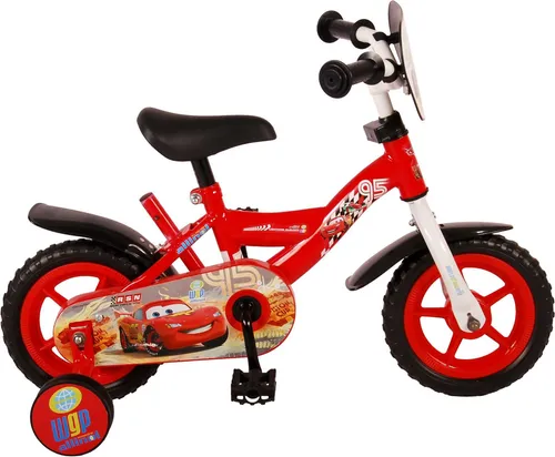 Disney Cars Kinderfahrrad 10 Zoll - Rot - Kinderfahrrad mit coolen Disney Cars Motiven, ideal für kleine Rennsport-Fans. Mit verstellbarem Sattel und abnehmbaren Stützrädern für sicheres Fahren!
