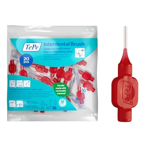 TePe Interdentalbürste, Original, Rot, 0,5 mm/ISO 2, 20 Stk., Plaque-Entfernung, effiziente Reinigung der Zahnzwischenräume, für kleine Lücken
