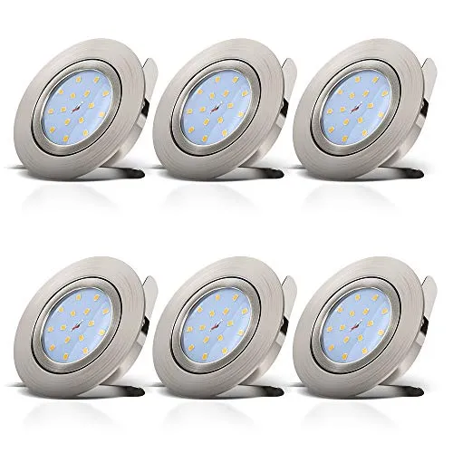 B.K.Licht Einbau-Strahler LED dimmbar 6er Set - Strahler für Deckenmontage, ultra-flach mit nur 30mm Einbautiefe, schwenkbar und dimmbar für individuelle Lichtgestaltung in jedem Raum.
