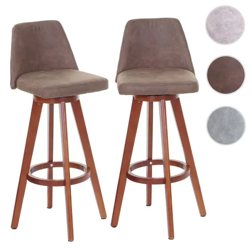 Mendler 2er-Set Barhocker HWC-C43, Vintage braun - Barhocker aus Holz mit drehbarem Design, bequemer Polsterung und stabilen Birkenholzbeinen – ideal für stilvolle Küchen oder Bars.