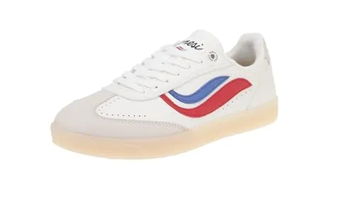 Genesis 1005282 G-Volley Sugar Corn Damen Sneakers - White-Red-Blue, Größe: 41 EU - Damen-Sneaker aus veganem Leder mit flacher Gummisohle, ideal für einen stylischen und nachhaltigen Look.