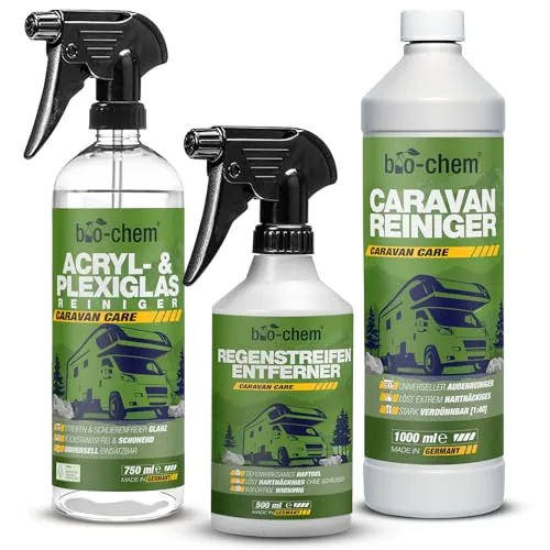 bio-chem Caravan Außen-Pflege Set – 3-teiliges Reinigungsbundle - Autopflege für Wohnmobile und Caravans, mit umweltbewussten, materialschonenden Inhaltsstoffen für gründliche und schonende Reinigung.