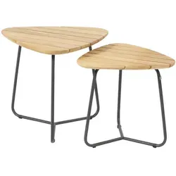 4Seasons Verdi 2er-SET Beistelltische aus Teak - Elegante Beistelltische für Garten und Balkon, aus hochwertigem Teakholz, wetterfest und langlebig.