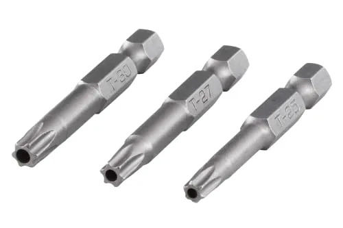 wolfcraft Bit-Set, TORX-mit-Bohrung (Größe 25/27 / 30), 3-tlg. I 1262000 I 3 Solid-Bits, 50 mm