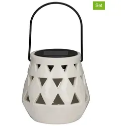 Arti Casa 2er-Set LED-Solarlaternen - Warmweiß und Wetterfest - Set mit 2 eleganten LED-Solarlaternen aus Keramik, ideal für Außenbereiche. Genießen Sie stimmungsvolles Licht bis zu 8 Stunden und profitieren Sie von der Solartechnologie.