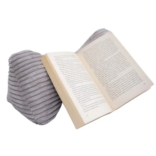 sleepling Bücherkissen Lesekissen, 38 x 18 cm, Silber grau - Kuscheliges Lesekissen aus weicher Mikrofaser, 30 Grad waschbar, ideal für entspanntes Lesen und Arbeiten im Wohnzimmer oder Bett.