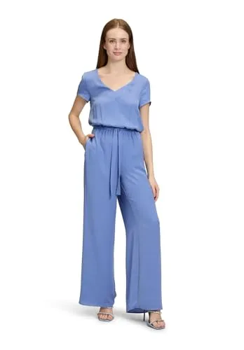 VERA MONT Damen Jumpsuit unifarben - Eleganter taillierter Jumpsuit in Blau Viola mit V-Ausschnitt und praktischen Nahttaschen – ideal für besondere Anlässe und femininen Stil.