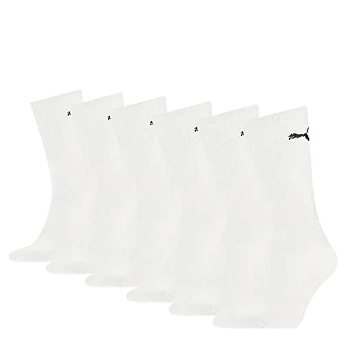 PUMA Unisex Sportsocken Cush Crew Sportsocke, Weiß, 43-46 EU , 6 Stück (1er Pack)