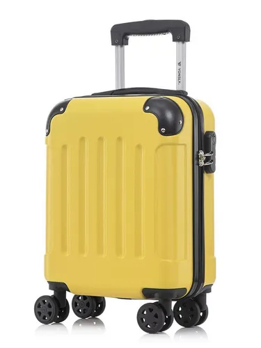YONSLY Koffer Suitcase S Gelb - Leichter Hartschalenreisekoffer mit 4 Rollen - Robuster Handgepäckkoffer aus hochwertigem ABS-Material mit 360°-Doppelrollen für mühelose Mobilität. Integriertes Sicherheitsschloss und ergonomischer Gummigriff sorgen für Komfort und Sicherheit auf Reisen.