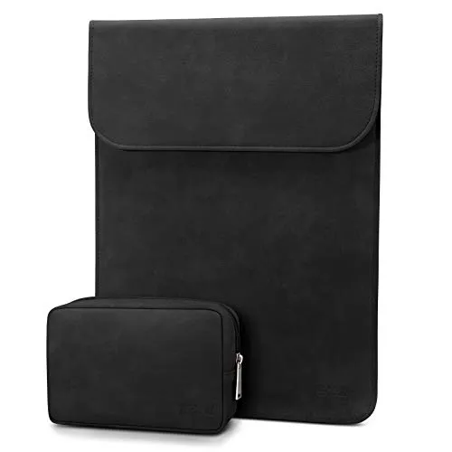 TECOOL 13 3 Zoll Laptop Hülle Tasche Leder,MacBook Tasche 13 14 Zoll für 2012-2020 2024 MacBook Air/Pro 13 13.6 M3 M2 M1,2021-2023 MacBook Pro 14 M3 M2 M1,13.5 Surface Laptop Schutzhülle etc-Schwarz