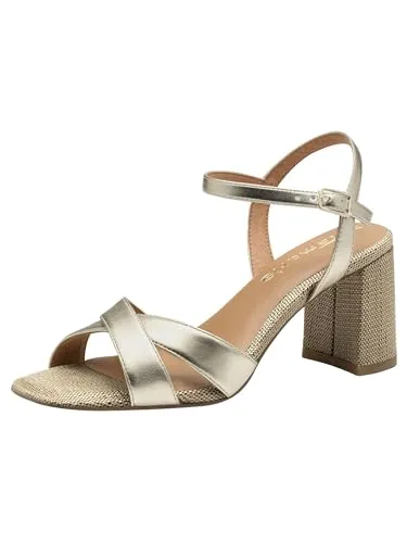 Tamaris Sandalette Damen Vegan Elegant metallic, EU 36 - Wanderschuhe mit TOUCH-IT Funktion für optimalen Tragekomfort, ANTI-Slide und ANTI-Shokk Technologien für Dämpfung und stabilen Halt, ideal für stilvolle Abenteuer.