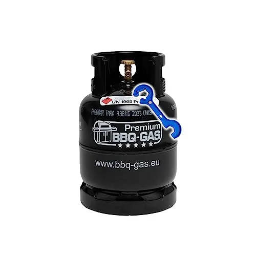 Bluecraft 8 kg Premium BBQ Gasflasche (leer) optimal für Ihren Weber, Broil King, Napoleon Grill - Premium BBQ Gas-Flasche inkl. Gasreglerlöser + 17er Schlüssel