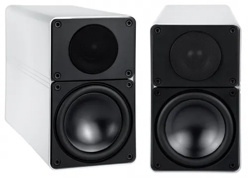 Elac Elegant BS 305 - Kompakter Lautsprecher in Weiß Hochglanz - Lautsprecher & Subwoofer, mit Aluminiumgehäuse für ein raumgreifendes Klangbild und präzisen, tiefreichenden Bass dank optimiertem Tieftöner.