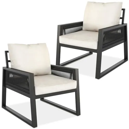 tectake® Gartenlounge-Set im Rope-Design - Stilvolle Gartenmöbel mit wetterfestem Aluminiumgestell und höhenverstellbaren Füßen – perfekt für komfortable Stunden im Freien.