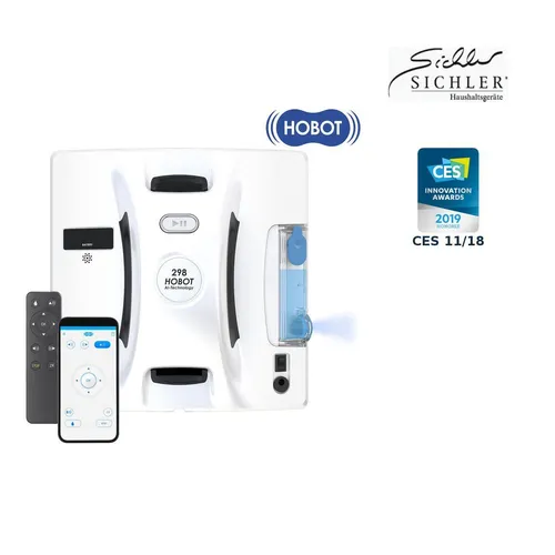 Sichler HOBOT-298 Fensterputzroboter: Profi mit Sprühfunktion und App-Steuerung - Fensterputzroboter mit intelligenter Auto-Reinigung, reinigt Glas und Kacheln schnell mit 0,4 m²/min. Ideal für rahmenlose Fenster, einfach per App steuerbar.