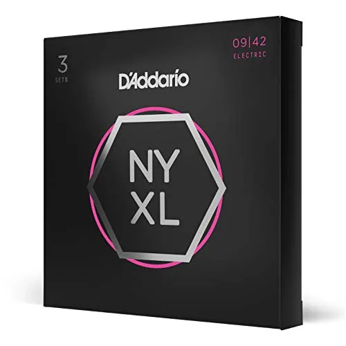 Daddario NYXL0942-3P E-Gitarrensaiten - Saiten für E-Gitarre, 3er Pack aus High-Carbon-Stahl, 30% reißfester für mehr Punch und Crunch, ideal für anspruchsvolle Spieler.