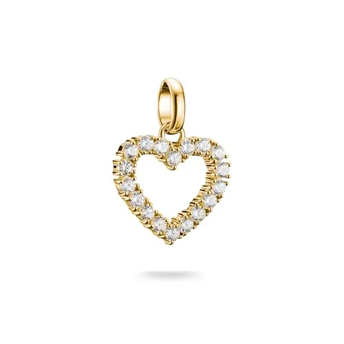 THOMAS SABO Charm-Anhänger Herz mit weißen Steinen - Charms & Beads - Eleganter 18k vergoldeter Anhänger aus recyceltem 925 Silber, perfekt kombinierbar für individuelle Schmuckkreationen und ein ideales Geschenk für jeden Anlass.