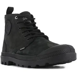 Schnürboots PALLADIUM "PAMPA HI NBK" Gr. 44,5 schwarz - Wanderschuhe mit strapazierfähigem Leder-Obermaterial und leicht profilierter Sohle für sicheren Halt. Ideal für stilvolle Outdoor-Abenteuer und kombinierbar mit lässigen Looks.