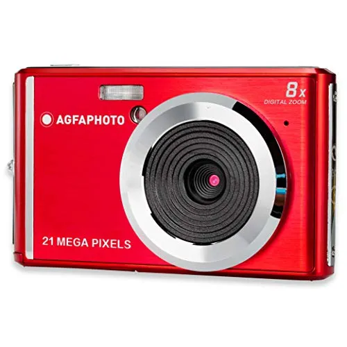 AGFA Photo Digitalkamera DC5200 - 21 Megapixel CMOS-Sensor, 8x Digitalzoom und HD-Videoauflösung in rot, ideal für kreative Fotografie unterwegs