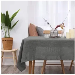 Deconovo Tischdecke Leinenoptik Tischwäsche Wasserabweisend Tischtuch Abwischbar (1er Set, pflegeleichte Tischdecken rechteckige Table Cloth), Lotuseffekt grau 140 cm x 240 cm