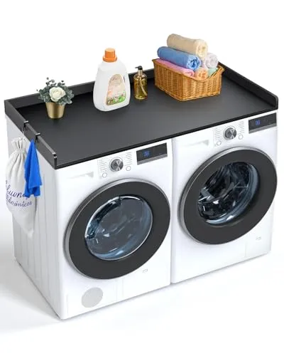 VEVOR Arbeitsplatte für Waschmaschine und Trockner, 1370 x 700 mm - Podeste & Rahmen für Waschmaschinen, mit wasserabweisender Oberfläche und praktischen seitlichen Haken für optimale Organisation in Ihrer Waschküche.
