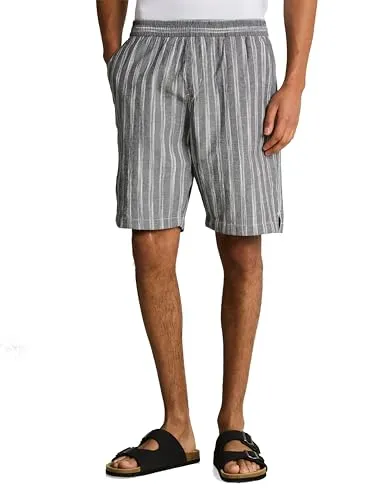 TOM TAILOR Denim Herren Bermuda Shorts - Gestreift im Relaxed Fit - Bequeme, gestreifte Bermuda Shorts mit elastischem Bund und praktischen Taschen. Ideal für warme Tage und vielseitige Freizeitaktivitäten. Genießen Sie den Sommer mit Stil und Komfort!
