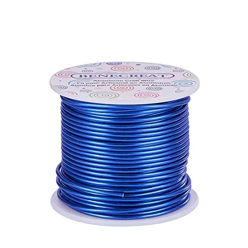 BENECREAT 2mm Aluminiumdraht 30m Lang(100 Füße) Eloxiert Schmuck Handwerk machen Friesen Floral farbigen Aluminium Craft Draht - Blau
