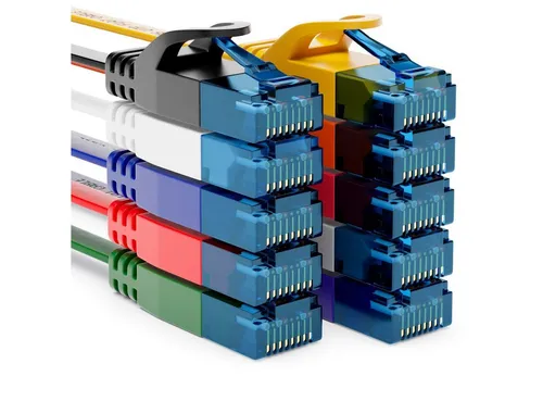 deleyCON 10x 2m CAT6 Flaches Netzwerkkabel 1,5mm Flachbandkabel U-UTP RJ45 Bunt LAN-Kabel