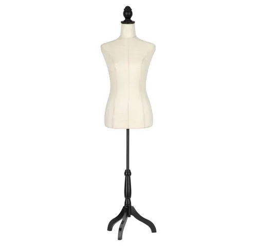 Semplix Schneiderbüste – Elegante Schneiderpuppe mit verstellbarem Holzstativ - Hochwertige Schneiderbüste aus formbeständigem Styropor, bezogen mit feinem Leinenstoff. Ideal für Schneiderateliers und Boutiquen – leicht und vielseitig einsetzbar, perfekt zum Abstecken und Präsentieren von Kleidung.
