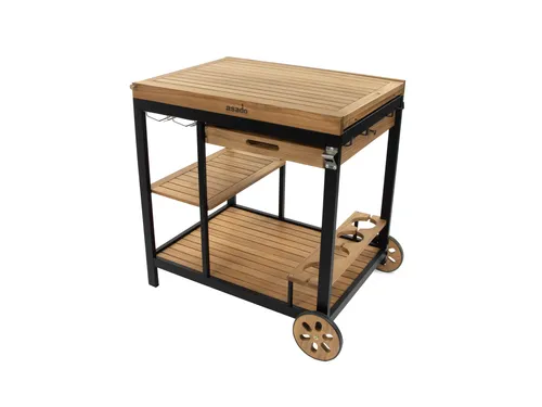 asado® BBQ Grillwagen »Jack« mit Glashalter - Grillzubehör für perfekte Grillpartys! Der asado® BBQ Grillwagen „Jack“ bietet eine herausziehbare Arbeitsplatte, integrierte Glashalter und einen Flaschenöffner - alles für ein unvergessliches Grillerlebnis.