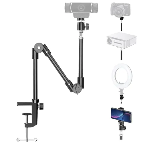 KDD Webcam Stand mit Handyhalterung - Stabile Halterung für Webcams und Smartphones – max. Belastung 10 kg, ideal für flexibles Filmen in jedem Winkel und auf verschiedenen Oberflächen.