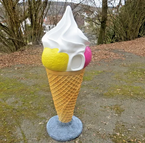 Eis-Mülleimer 165cm Eistüte 3 Eis mit Sahne +Ständer Deko Werbefigur EIS Werbung