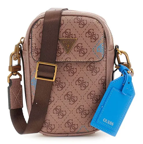 Guess Umhängetasche Crossbody Micro Bag beige-braun - Stylische Umhängetasche aus 100% Polyurethan, ideal für den Alltag. Verstellbarer Schulterriemen und praktischer Zipperverschluss sorgen für hohen Tragekomfort.