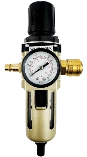 WELDINGER Druckluft-Wartungseinheit 1/4" mit Wasserabscheider und Schnellkupplungen - Anschluss- & Verbindungsstücke: Effiziente Wartungseinheit mit Wasserabscheider, schützt Druckluftgeräte vor Verunreinigungen und sorgt für konstanten Arbeitsdruck. Kompakt und robust, ideal für Werkstätten.