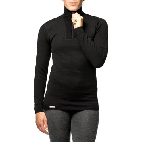 Woolpower 200 Zip Turtle Neck schwarz Größe XXL - Funktionsunterwäsche mit 60 % Merinowolle, nahtlosen Ärmeln für höchsten Komfort und hervorragenden Isoliereigenschaften, ideal für kalte Bedingungen.