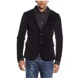Emporio Armani Sakko Samt Sakko Slim Fit Sakko Herrenblazer Jacke Edler Schalkragen mit Satinbesatz schwarz 56