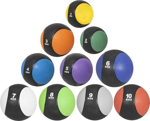 GORILLA SPORTS® Medizinball - Einzeln/Set, 1kg, 2kg, 3kg, 4kg, 5kg, 6kg, 7kg, 8kg, 9kg, 10kg Gewichte, mit griffiger Oberfläche, aus Gummi, Farbwahl - Slam Ball, Gewichtsball, Trainingsball, Slamball