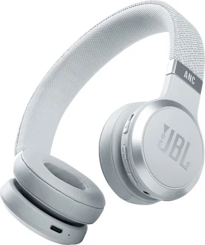 JBL Live 460 NC - Kabelloser On-Ear Bluetooth-Kopfhörer in Weiß, mit Noise-Cancelling und bis zu 50 Stunden Musikgenuss