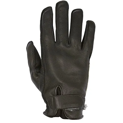 Helstons Hiro Sommer Motorradhandschuhe, schwarz, Größe L - Motorradhandschuhe aus widerstandsfähigem Rindsleder mit verstärkter Innenhand und praktischer Weitenverstellung durch Klettverschluss – ideal für warme Tage auf dem Motorrad.