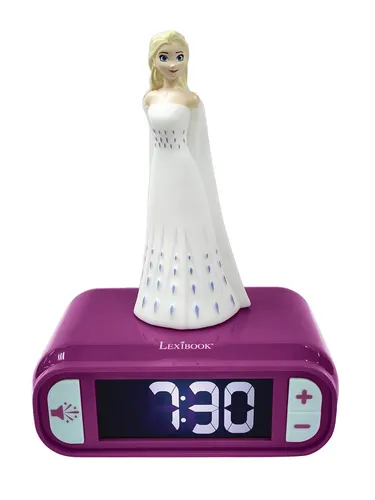 Lexibook RL800FZ Kinderwecker Frozen - Digitaler Wecker mit süßem Elsa-Design, LED-Funktion und 3D-Figur. Mit verschiedenen Eiskönigin-Wecktönen und Schlummer-Funktion für einen entspannten Start in den Tag.