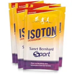 Sanct Bernhard Sport Isoton-Energiedrink Blutorange Sachet 11 x 36 g - Praktisches Pulver für ein leckeres Elektrolyt-Getränk. Ideal zur Unterstützung bei intensivem Training. Laktosefrei, glutenfrei und vegan für alle Sportler.