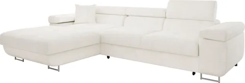 Mirjan24 Ecksofa Ecru, 5-Sitzer mit Schlaffunktion - Ecksofa in Ecru, 280x170 cm, mit Bettkasten und ausziehbarer Schlaffunktion – ideal für gemütliche Wohnzimmer und Übernachtungsbesuche.