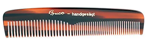 BUCO Taschenkamm handgesägt - 12,5 cm, Celluloseacetat, Unisex, Erwachsene, Haarpflegebewusste, Brown