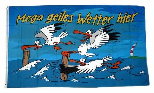 Flagge / Fahne Geiles Wetter hier Möwe Hissflagge 90 x 150 cm