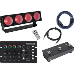 Eurolite LED CBB-4 COB RGB Lichtanlage - Licht & Bühne: Leistungsstarke LED-Lichteffektleiste mit 4x 30-W-RGB-LEDs und vielseitigen Steuerungsmodi, inklusive DMX-Controller und Fußfernsteuerung für kreative Lichtshows.