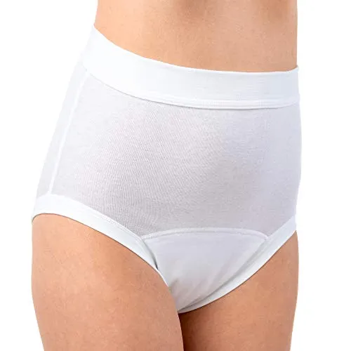 HERMKO 1265 2er Pack Damen Inkontinenz Slip mit Weichbund aus Bio-Baumwolle, Farbe:weiß, Größe:40/42 (M)
