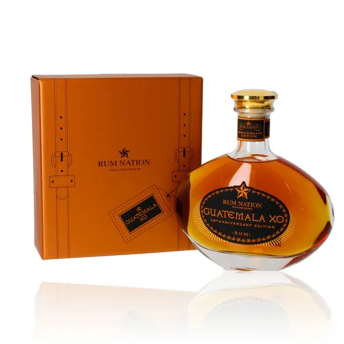 Rum Nation Guatemala XO - 20th Anniversary Edition - Exquisite Rum-Kreation zum 20-jährigen Jubiläum, aus besten Fässern gereift, mit einzigartigem Aroma durch Finishing in Sherryfässern.