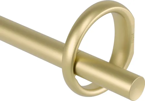 Umbra Ringlet ausziehbare Gardinenstange, 107-305 cm, Gold - Einzelfensterstangen mit dekorativer Wandhalterung, einfach zu montieren und geeignet für Vorhänge bis 10 kg – ideal für verschiedene Fenstergrößen.