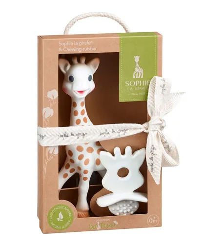 Sophie la girafe + Schnuller Vulli So'pure im Geschenkkarton - Rasseln & Greiflinge: Geschenkset mit der beliebten Sophie la girafe und einem Schnuller, ideal zur Motorikschulung für Babys ab 0 Monaten.